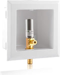 Ice Maker OutLet Box With Stainless Steel Water Hammer Arrestor,1/2 Inch F1807 Pex Crimp Inlet x 1/4 Inch OD Compression Outlet,1/4 Turn Vavle Outlet Box For Refrigerator,Water Dispenser