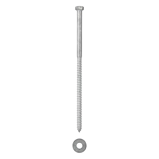 1/2 x 12 (25 Pack) Lag Screw Kit, 25 Screws and 25 washers, Hot Dip Galvanized, Meets ASME B18.2.1 Industrial/Commercial Grade by Makers Bolt