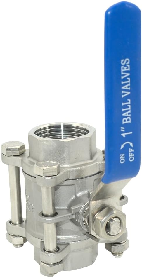 Ball Valve NPT Thread - Stainless Steel 304 Female 3-Piece Full Port(1'')
