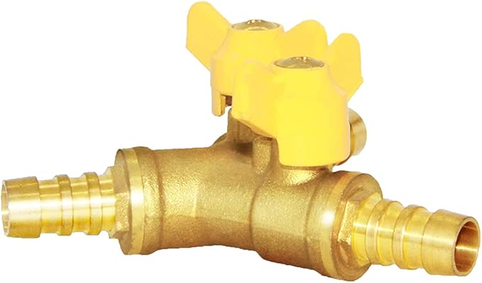 Joywayus Hose Barb Ball Valve 1/4" Hose Barb Y Shaped Type 3 Way with 2 Switch Brass Shut Off Ball Valve Fitting Include 3 Clamps
