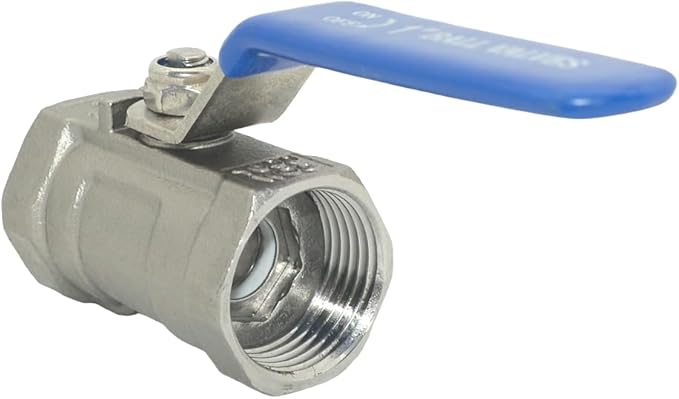 VARMHUS 1" Stainless Steel 304 Ball Valve 1Pc Type NPT Female Threaded with Heavy Duty Blue Vinyl Insulation Handle,CF8M Ristricted Flow,1000 WOG (1")