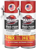 Kraken Bond Black Spray Waterfall Foam Sealant - (2x12oz) Expanding Polyurethane Pond Foam Sealer Black, UV Resistant Insulating Spray for Landscape & Exterior, Straw Use, 2 Pack