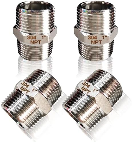 4PCS Hex Stainless Steel Nipple 1"NPT Male X 1" NPT Male Pipe Fitting 1 inch Stainless Steel Pipe Nipples Male Pipe Adapter Fittings Heavy Equal Nipples Connectors