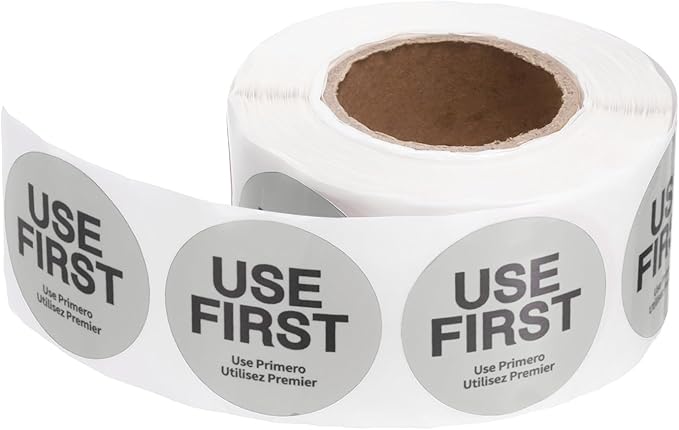 PATIKIL 500 Pcs USE First Stickers, 1.5 inch Round Use First Stickers Food Service Circle Inventory Control Adhesive Labels for Food Service Kitchen Restaurants Retail Storage Date, Gray