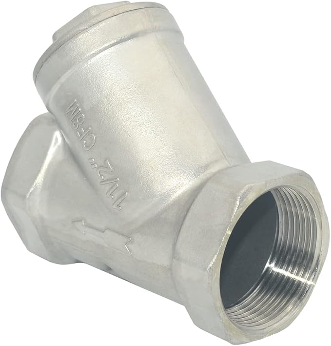 Strainer Mesh Filter Valve,800WOG Y-Spring NPT Female Check Valve,Stainless Steel SS316 CF8M (1-1/2")
