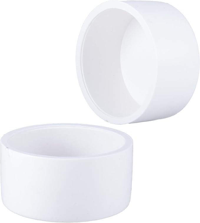 PVC Pipe End Cap Fitting Furniture Grade PVC Pipe End Cap Plug Adapter (4 inch (2 Pack))