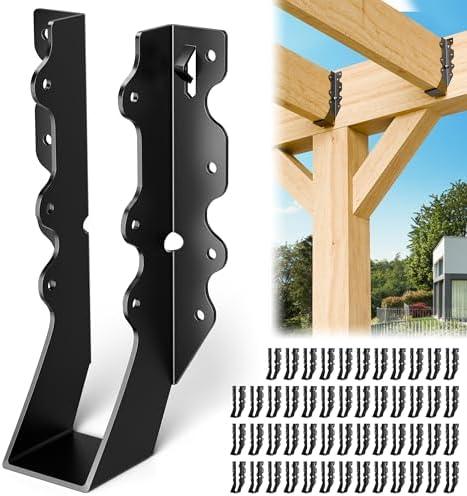 50 Pcs Black 2x8 Joist Hanger,LU28 18 Gauge Double Shear Face Mount Joist Hanger,Hurricane Ties for Rafters Tie Brackets Great for Floor Deck and Ceiling Joists