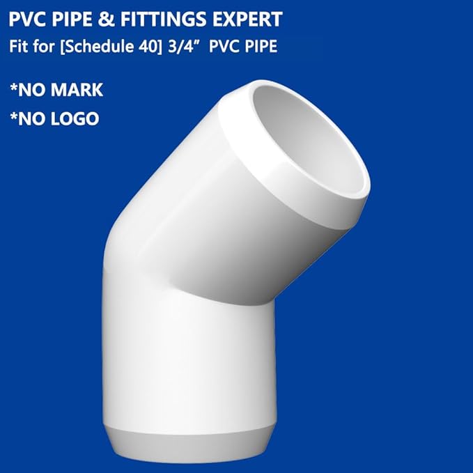 ‌letsFix 45 Degree PVC Fittings 3/4 Inch (10-Pack), Furniture-Grade, Heavy-Duty Pipe Connectors for Plumbing, DIY Projects, and Home Furniture Assembly, Compatible with 3/4" Schedule 40 PVC Pipes‌