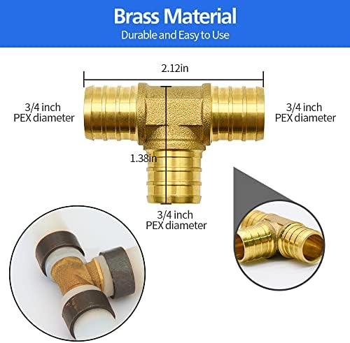 20pcs 3/4" Brass PEX Fittings Combo with Tees"T", Elbows, Couplings