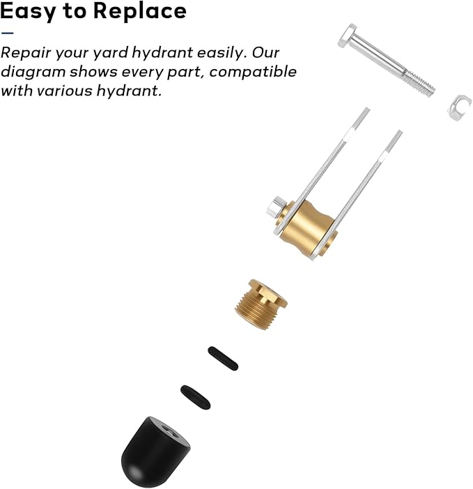 MEASUREMAN Yard Hydrant Repair Kit, Frost Proof Outdoor Faucet Replacement Parts with Plunger & Seals