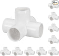8 Pack 3/4" SCH40 PVC Elbow Pipe Fitting, 5-Way PVC Elbow Corner Side Outlet Cross Fitting, Furniture Grade Pipe Connectors for DIY Project, Pond Protection, Socket x Socket, White