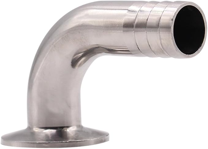 DERNORD Sanitary Hose Barb Pipe Fitting 1.5" Tri Clamp (50.5MM Ferrule) 90 Degree Elbow (Tube OD: 1"/25MM (1.5 Tri-clamp))