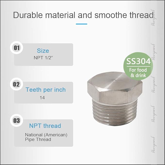 npt 1/2 stainless steel Male Thread hex Head water Pipe Plug, adapt to cap brass socket fitting manifold nut (Pack of 4)