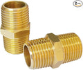 Hooshing 2PCS Hex Nipple 3/8" NPT x 3/8" NPT Male Thread Brass Pipe Fitting Equal Nipples Adapter for 5/8" ID Pipe Connector