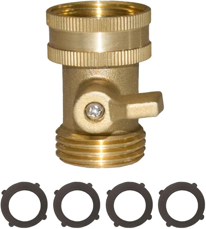 HQMPC Heavy Duty Brass Shut Off Valve Brass Water Hose Valve Garden Hose Connector 4Pcs