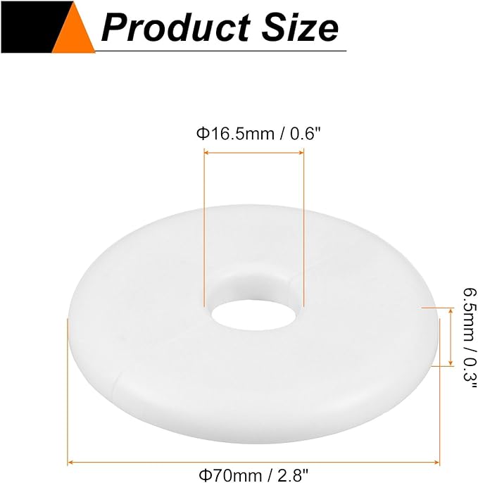 HARFINGTON 2pcs Wall Split Flange 16.5mm/0.6" Self-Adhesive Plumbing Cover Plates ABS Plastic Round Escutcheon Plate Buckle Design for Water Pipe Bathroom Kitchen Decoration, White