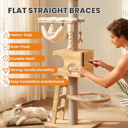 Alise Flat Bracket ,10 Inch Black Mending Plate Flat Brace for Wood Shelves