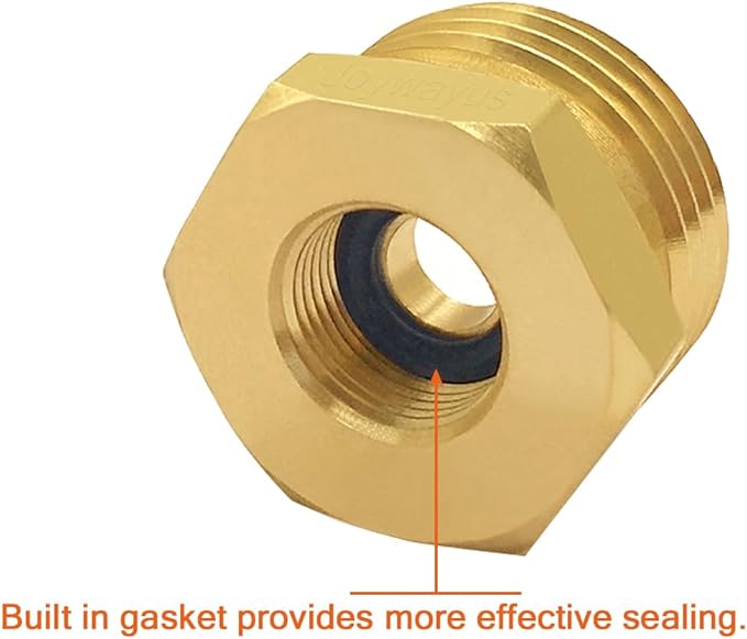 Joywayus 2PCS 3/4 GHT Male to 3/8 Compression Female Thread Bushing Pipe Fitting, Brass Reducer Faucet Connector Water Hose Adapter, Supply Line to Garden Hose Adapter for RV Kitchen Bathroom Plumbing