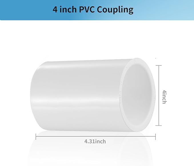 LESSO 4 Inch PVC Pipe Coupling Adapter, SCH40 Heavy Duty UPVC Slip x Slip Connection - ASTM D2466 Standard for Plumbing, Irrigation & Pool Systems