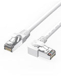 90 Degree Cat6 Ethernet Cable White Right Angle Cat 6 Ethernet Patch Cable 10FT LEFTward RJ45 Network Internet Cable-Left Angle, 10FT
