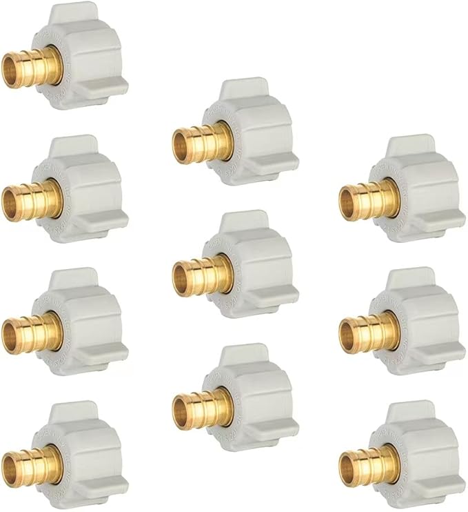 (Pack of 10) EFIELD 1/2" Pex X 1/2" Female NPT Swivel Adapter Brass Crimp Brass Fittings,(PEX1807202)