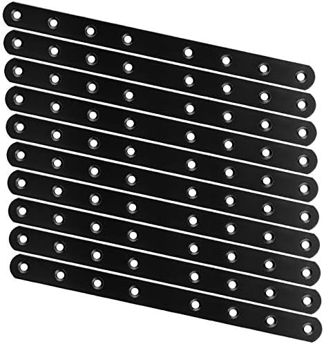 20Pcs 10Inch Mending Plates, Heavy Duty Straight Brackets for Wood Cast Iron Flat Corner Brace , Black Mending Joining Plates Fixing Hardware Brackets Connector for Furniture Repairing Table Shelf