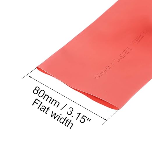 uxcell Heat Shrink Tubing, 2"(50mm) Dia 80mm Flat Width 2:1 Rate Shrinkable Tube Cable Sleeve 1m - Red