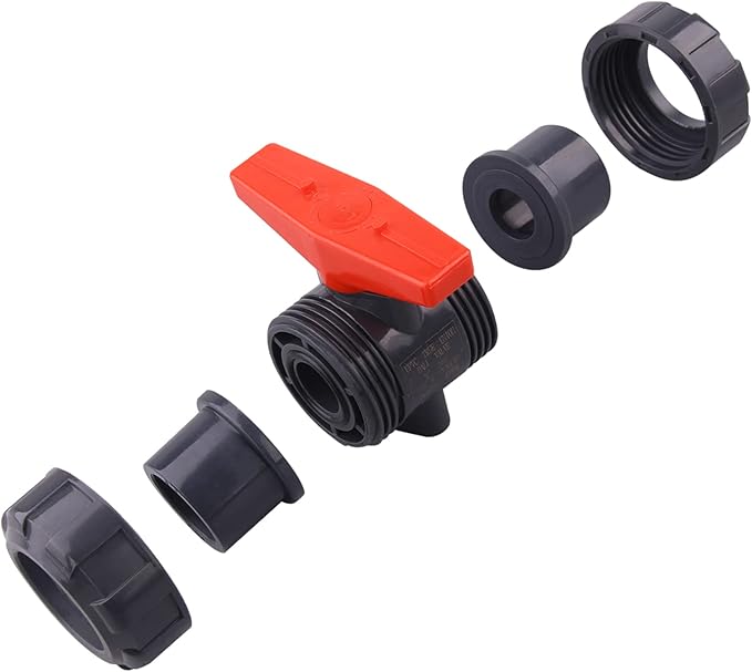 DERNORD PVC True Union Ball Valve with Full Port, EPDM O-Rings, and Reversible PTFE Seats,Rated at 200 PSI (3/4 inch Socket)