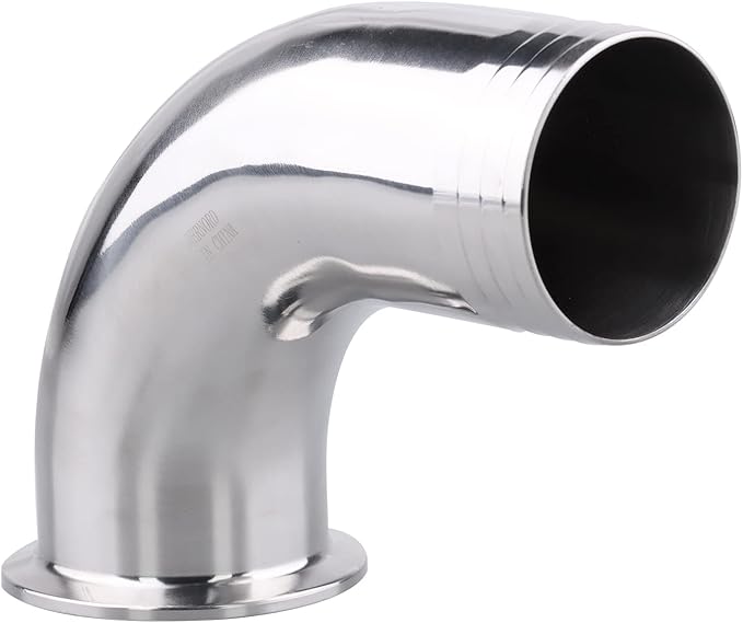 DERNORD Sanitary Hose Barb Pipe Fitting 2" Tri Clamp (64MM Ferrule) 90 Degree Elbow (Tube OD: 2"/51MM (2 Tri-clamp))