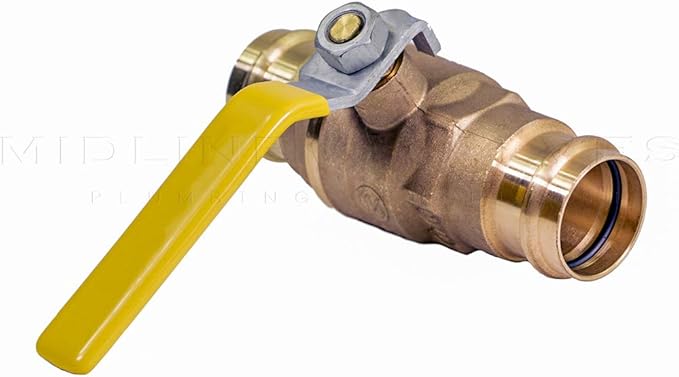 Midline Valve 3 Inch Press Ball Valve with Double-O-Ring, Full Port Press Ball Valve with 3" Connections, Brass Finish