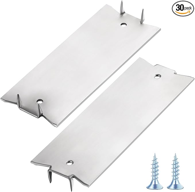 Wensilon(30 pcs) Stainless Steel 304 1.5X4 Inch 16-Gauge Anti-Nail Protection Plate Shield Stainless Steel, Nail Plate for Wood Studs, Steel Cable Wire Protector Plate with Sharp Pointed Prongs