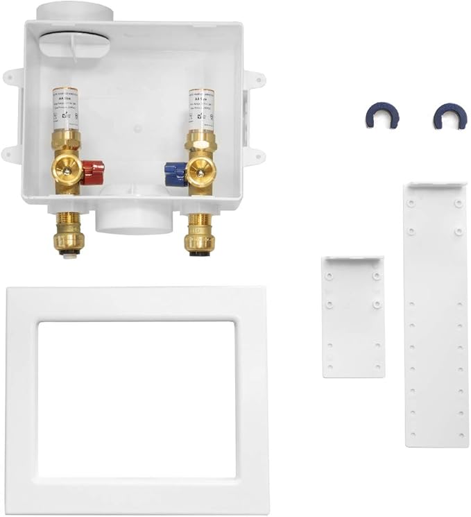 EFIELD Washing Machine Outlet Box with Center Drain 1/2-inch Push-Fit with Water Hammer Arrestor,(WM015)