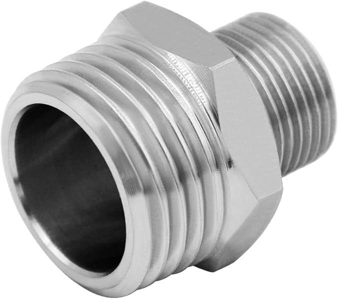 Beduan Stainless RV Faucet Adapter 1/2 NPT Male to 3/8 Comp. Male Faucet Supply Line Compression Fittings Adapter for RV Kitchen Plumbing Water Hose Pipe Connector (Pack of 2)