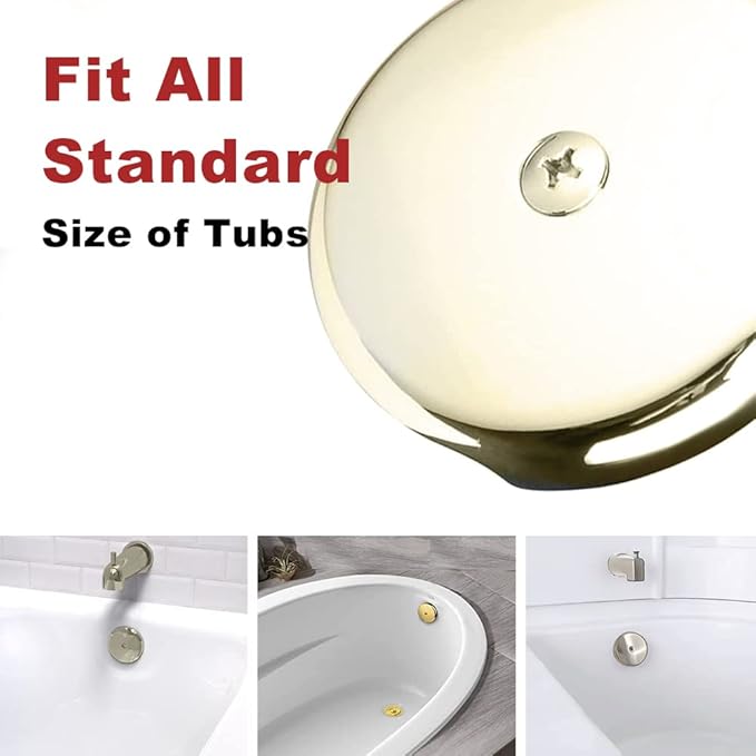 Single Hole Bathtub Drain Overflow Plate - Overflow Drain Cover | Tub Drain Cover with Three Matching Screws/Bathtub Overflow Drain Cover with Adapter (Brushed Nickel)