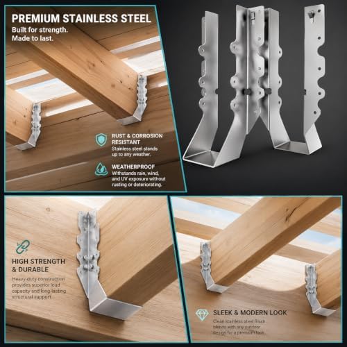 Stainless Steel 2x10 Joist Hangers, 18 Gauge 2X10 Brackets (14 Pack)