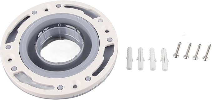 Universal Toilet Flange Kit, Leakage Proof Toilet Repair Flange with Screws, Silicone Toilet Flange Extender for 4in, 5in, Special 3in Waste Pipes, Gray