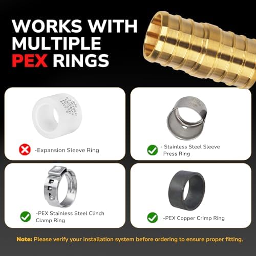 1/2" Pex Coupling, Pex Fittings, Heavy-Duty Brass Crimp Fittings for PEX Pipes with Leak-Resistant Construction, NSF & UPC Certified, 5-Pack