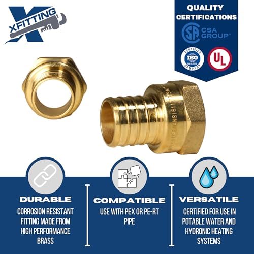 10 Pack XFITTING 1" Pex x 3/4" Female Adapter, Barb Crimp FNPT