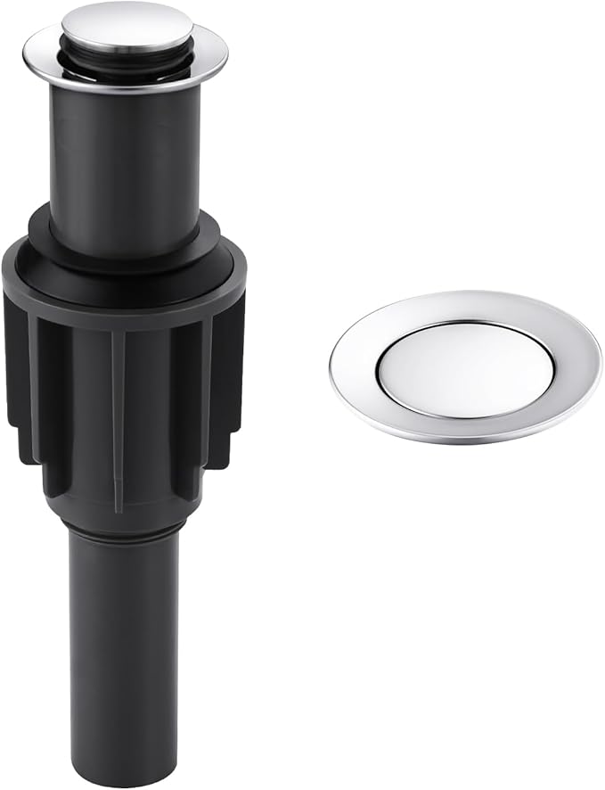 ALEASHA Pop Up Sink Drain Without Overflow, Bathroom Sink Drain Vessel Sink Stopper Pop Up Sink Drain Stopper, Pop Up Drain for Bathroom Sink Drain Strainer for Hair Catcher,Chrome