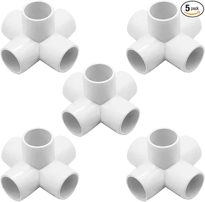 YSIL PVC Fittings Elbow Furniture Grade Connector 5 Way 1-1/2 Inch 5Pcs for DIY PVC Structure and Frame,Fits 1-1/2" Sch 40 PVC Pipes