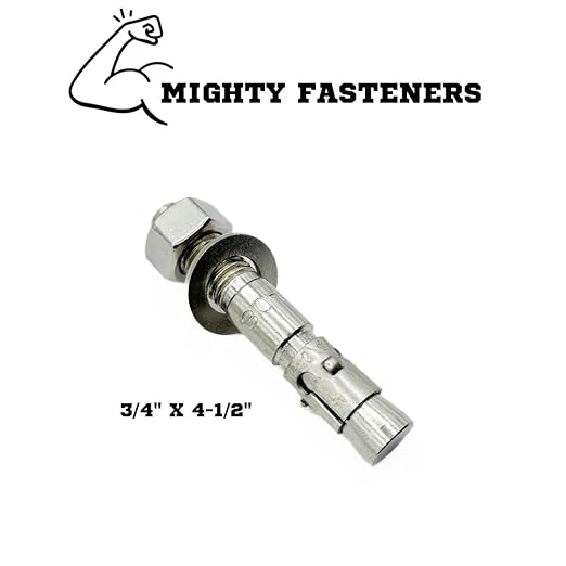 Wedge Anchors – Heavy-Duty 304 Stainless Steel Expansion Bolts for Concrete & Masonry, Rust-Resistant & Durable - 3/4" X 4-1/2" - 10 Pack