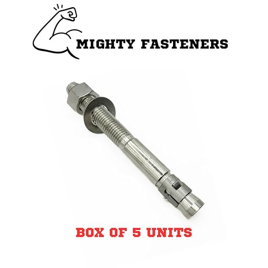 Wedge Anchors – Heavy-Duty 304 Stainless Steel Expansion Bolts for Concrete & Masonry, Rust-Resistant & Durable - 1" X 9" - 5 Pack
