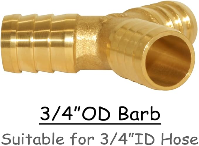 3PCS Solid Brass 3/4"OD Barb Fitting Y 3-Way Union Intersection Barbed Hose Fittings for Water/Oil/Gas