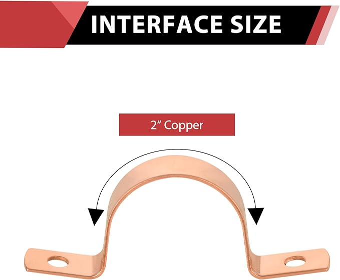 2-Pack EFIELD 2-Inch Copper Pipe Straps, Two-Hole Clamp Mount, Copper Made, (COPPER129)