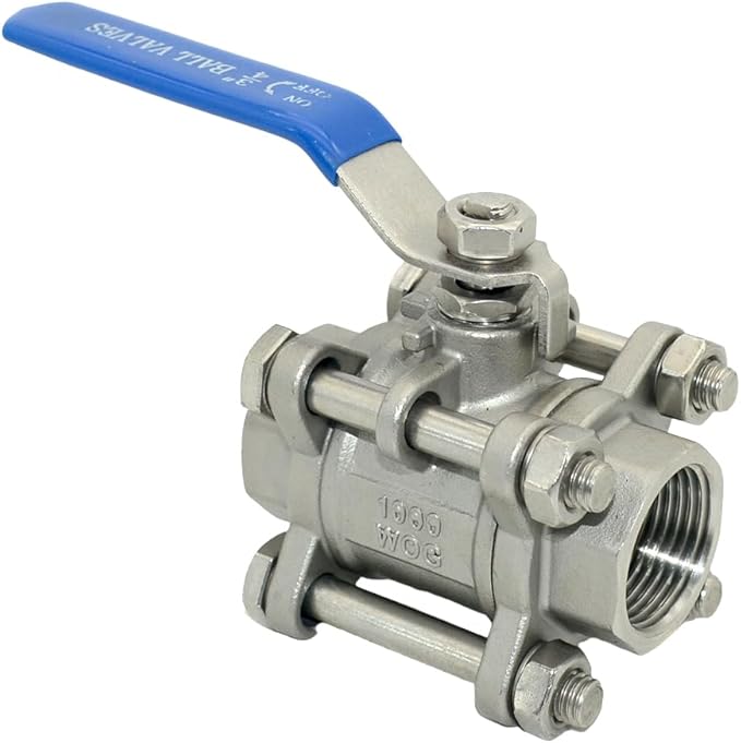Ball Valve NPT Thread - Stainless Steel 304 Female 3-Piece Full Port(3/4'')