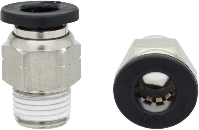 PneumaticPlus PC-1/4-N1 Push to Connect Tube Fitting, Male Straight - 1/4" Tube OD x 1/8" NPT Thread (Pack of 10)