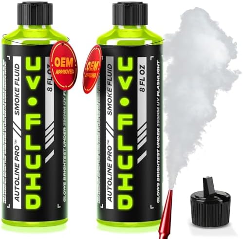 AutoLine Pro Smoke Fluid Brightest UV Glow Leak Tracing Solution for Automotive Smoke Machines, 2-Pack 16oz Total (EVAP, Vacuum, and More) [Not for Ventus]