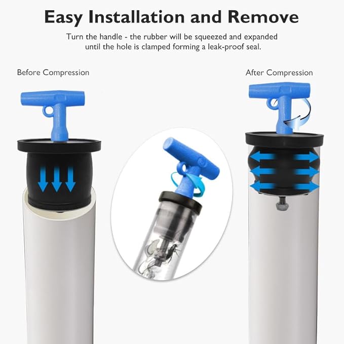 Mechanical Test, Seal & Clean-Out Pipe Plug - 1 to 1-5/16 in Marine Boat Scupper Steel DWV Testing Anti-Return Winterizing Pool Plug with Galvanized Screw & Nut for Most Pipe Sink Poo