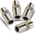 1/4" NPT Male Hex Nipple Pipe Fittings, 304 Stainless Steel 1/4 inch Threaded Pipe Adapter Fittings Equal Nipples Connectors, 4pcs Male Straight Connector Pipe Fitting