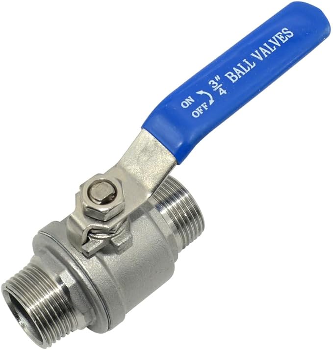 1Pcs Ball Valve, Heavy Duty Male NPT X Male NPT Thread with Long Handle Switch, Stainless Steel NPT Full Port Forged 1" Ball Valve for Water Oil and Gas, 1000 WOG (3/4'')